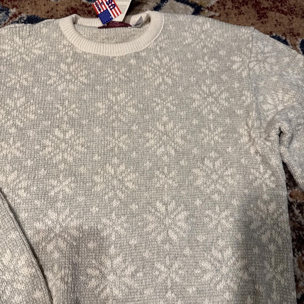 VTG Binghamton Knitting‎ Co. Cream Tan Knit Sweater Mens Sz M Crewneck USA - Picture 5 of 11